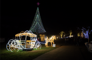 Decorations light up the Sights and Sounds festival, Saturday, Dec. 9, 2023 at San Marcos Plaza Park.